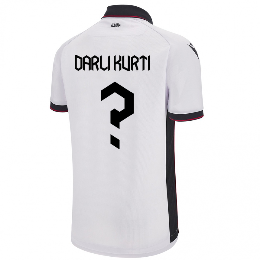 Gyermek Labdarúgás Albania Darli Kurti #0 Fehér Idegenbeli Jersey 24-26 Mez Póló Ing