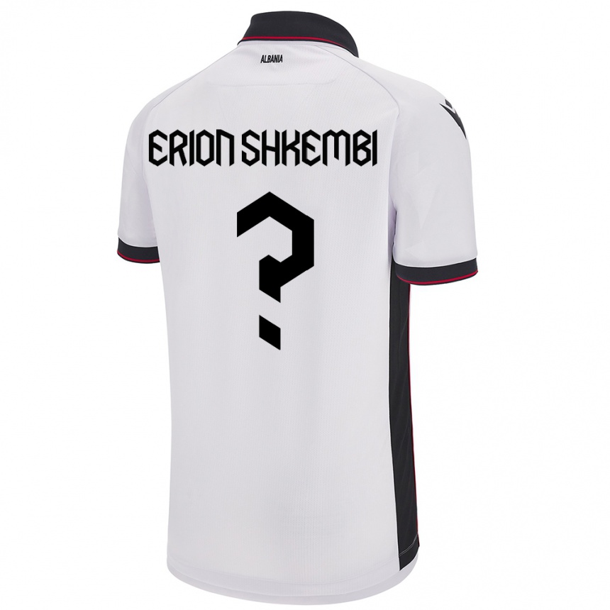 Gyermek Labdarúgás Albania Erion Shkembi #0 Fehér Idegenbeli Jersey 24-26 Mez Póló Ing