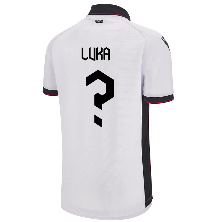 Gyermek Labdarúgás Albania Majkol Luka #0 Fehér Idegenbeli Jersey 24-26 Mez Póló Ing