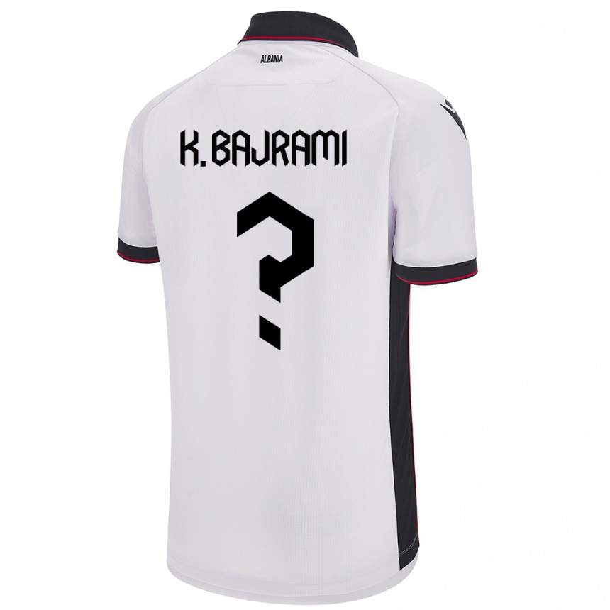 Gyermek Labdarúgás Albania Klevi Bajrami #0 Fehér Idegenbeli Jersey 24-26 Mez Póló Ing