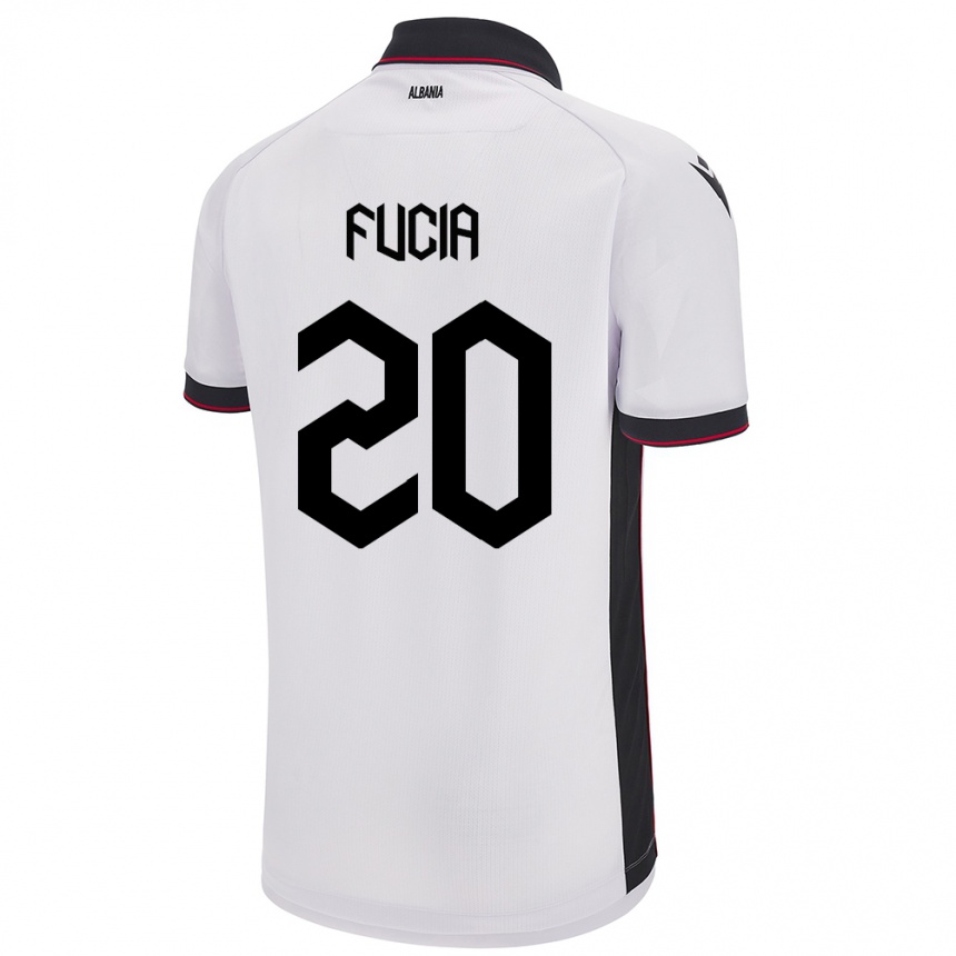 Gyermek Labdarúgás Albania Bora Fucia #20 Fehér Idegenbeli Jersey 24-26 Mez Póló Ing