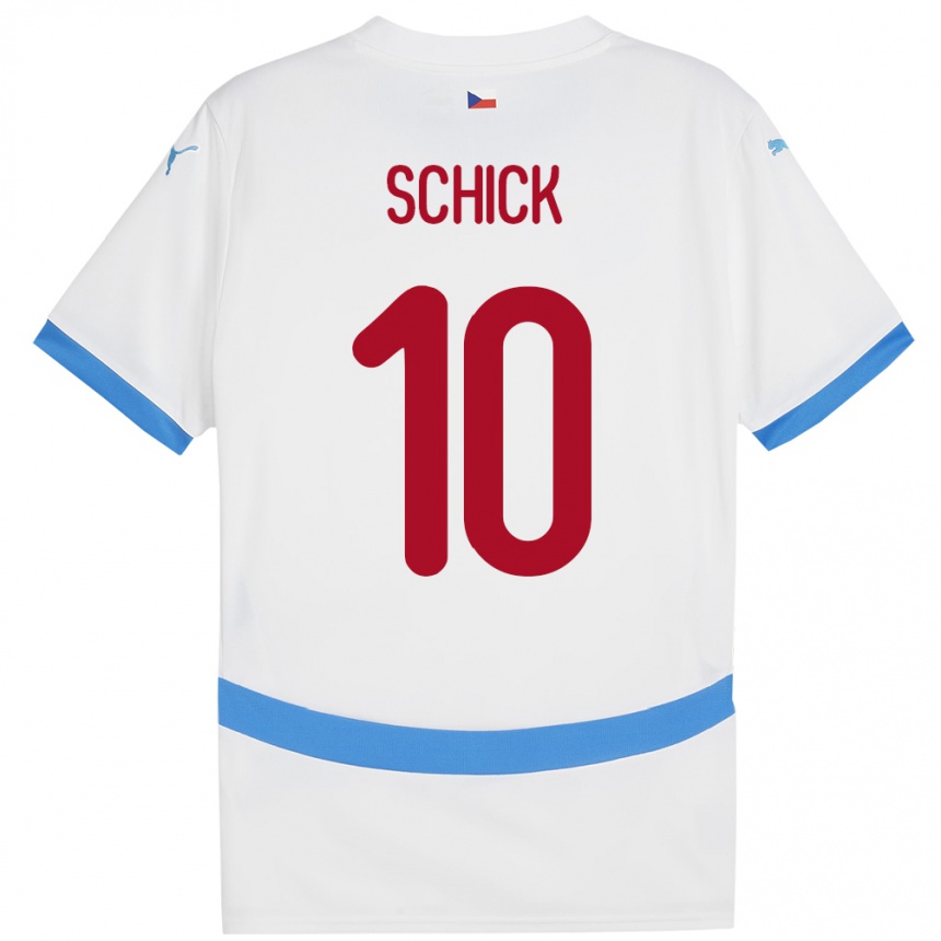 Gyermek Labdarúgás Csehország Patrik Schick #10 Fehér Idegenbeli Jersey 24-26 Mez Póló Ing