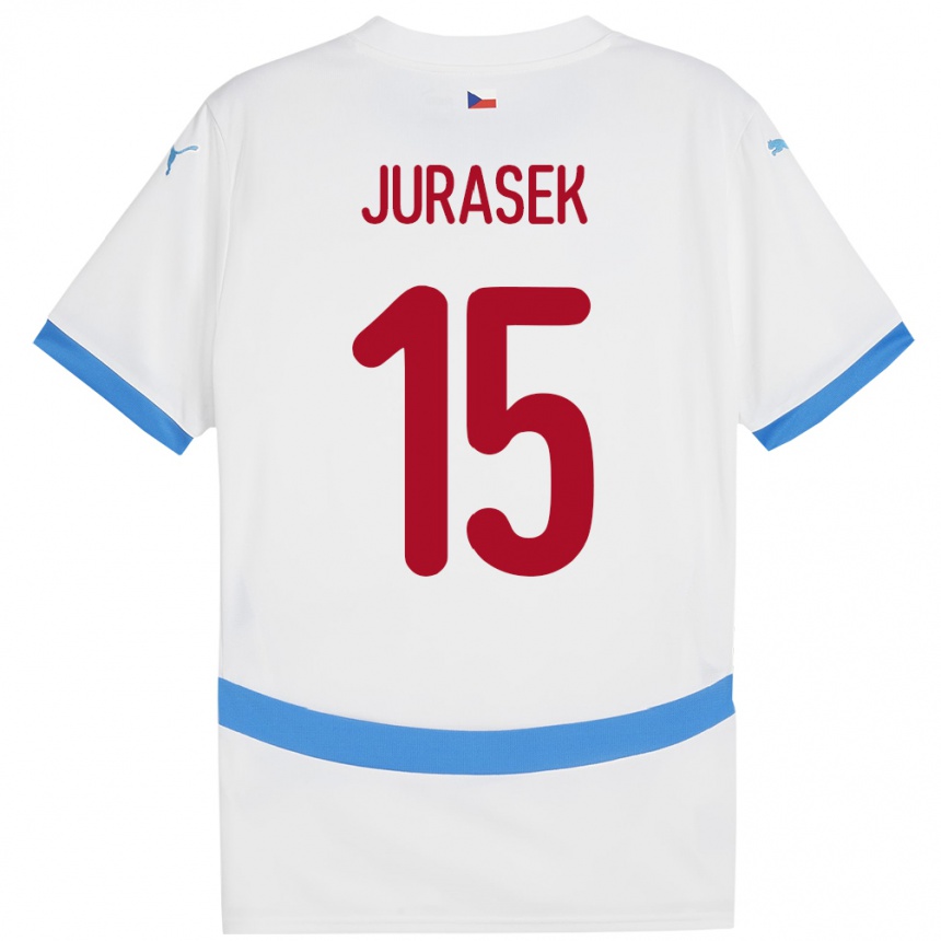 Gyermek Labdarúgás Csehország David Jurásek #15 Fehér Idegenbeli Jersey 24-26 Mez Póló Ing