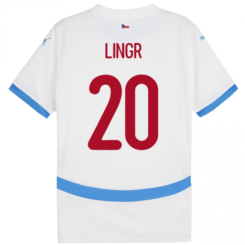 Gyermek Labdarúgás Csehország Ondrej Lingr #20 Fehér Idegenbeli Jersey 24-26 Mez Póló Ing