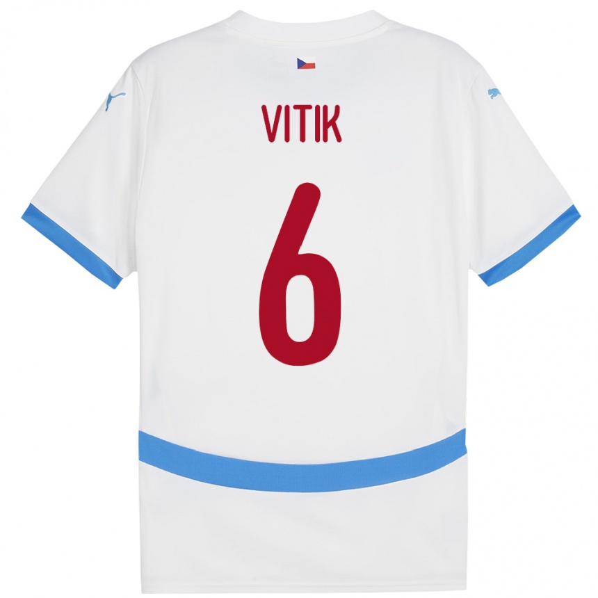 Gyermek Labdarúgás Csehország Martin Vitík #6 Fehér Idegenbeli Jersey 24-26 Mez Póló Ing