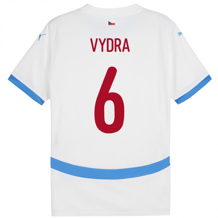 Gyermek Labdarúgás Csehország Patrik Vydra #6 Fehér Idegenbeli Jersey 24-26 Mez Póló Ing