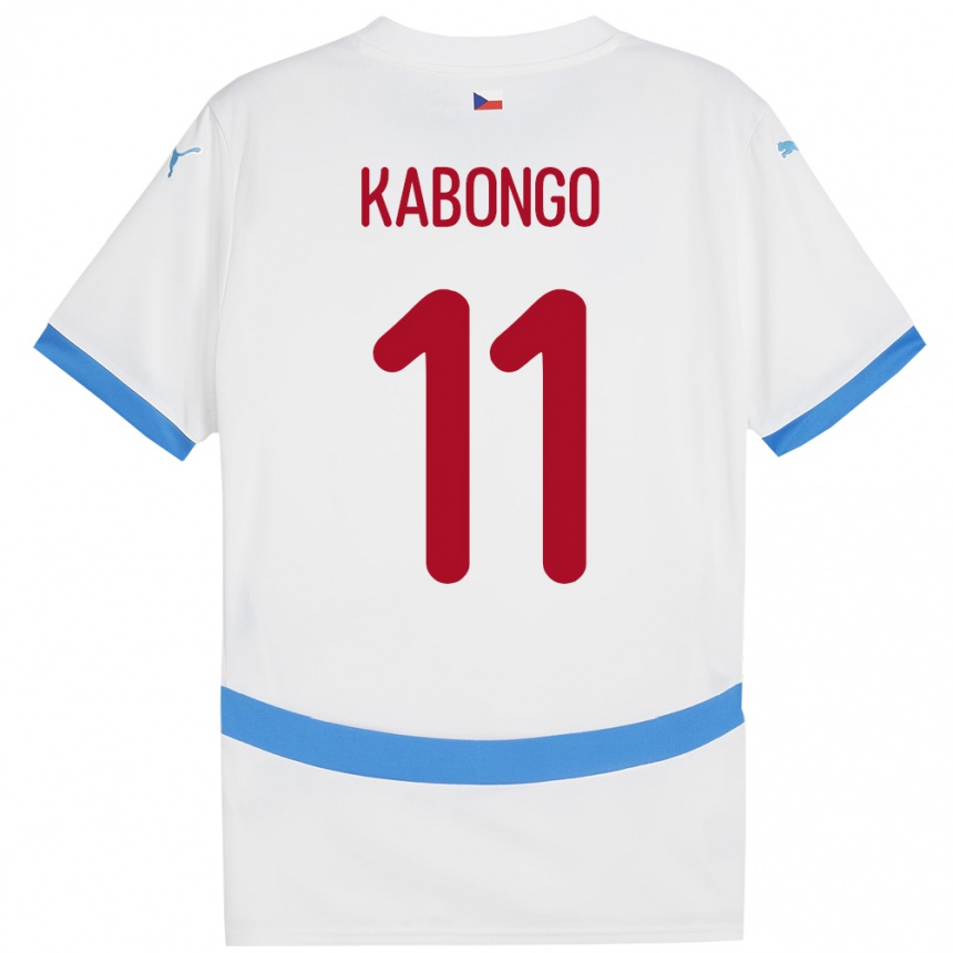 Gyermek Labdarúgás Csehország Christophe Kabongo #11 Fehér Idegenbeli Jersey 24-26 Mez Póló Ing