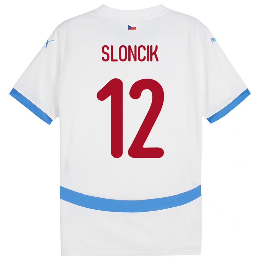 Gyermek Labdarúgás Csehország Tom Sloncik #12 Fehér Idegenbeli Jersey 24-26 Mez Póló Ing