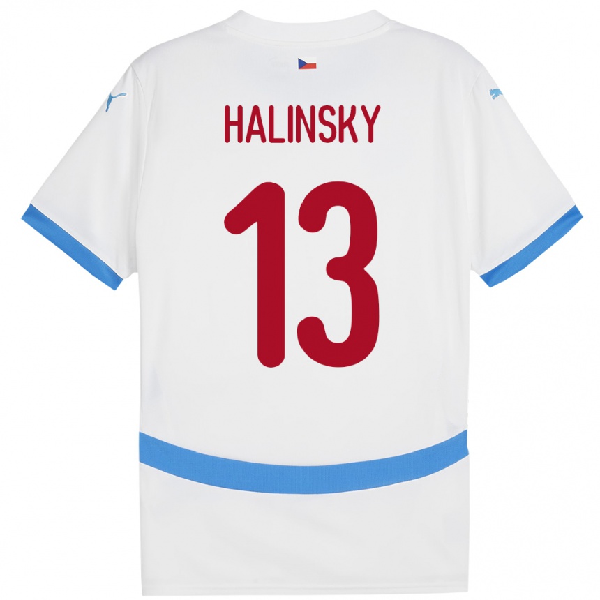 Gyermek Labdarúgás Csehország Denis Halinsky #13 Fehér Idegenbeli Jersey 24-26 Mez Póló Ing