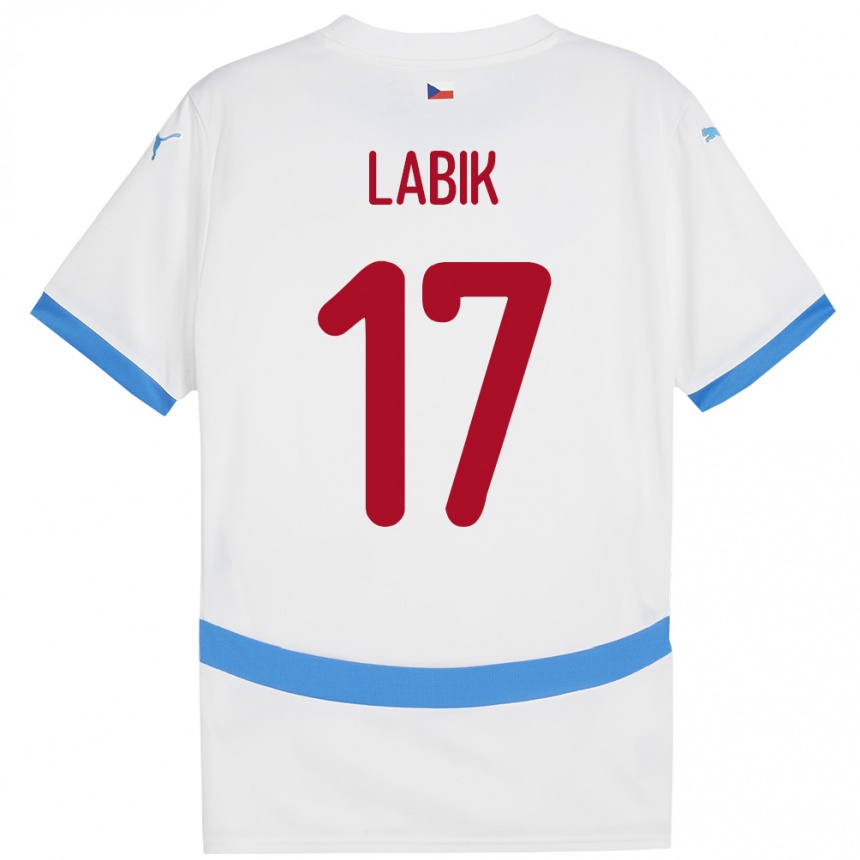 Gyermek Labdarúgás Csehország Albert Labik #17 Fehér Idegenbeli Jersey 24-26 Mez Póló Ing