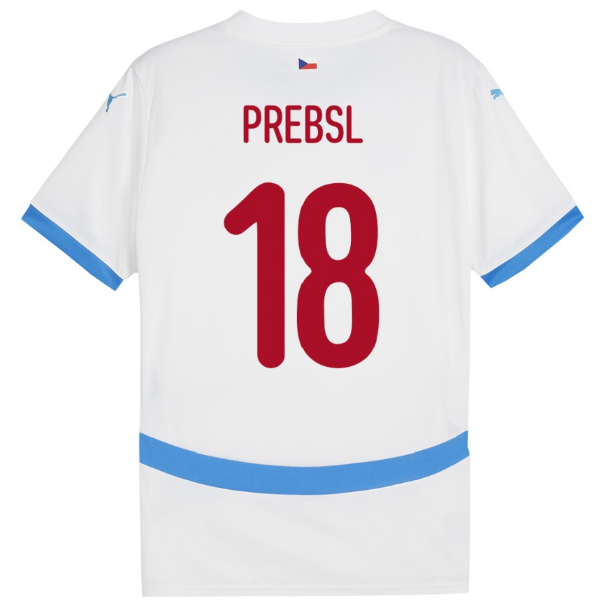 Gyermek Labdarúgás Csehország Filip Prebsl #18 Fehér Idegenbeli Jersey 24-26 Mez Póló Ing