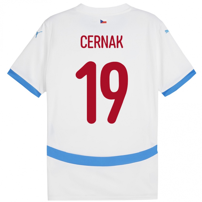 Gyermek Labdarúgás Csehország Michal Cernak #19 Fehér Idegenbeli Jersey 24-26 Mez Póló Ing