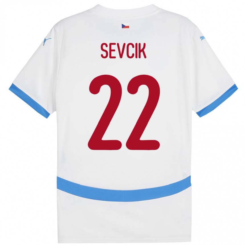 Gyermek Labdarúgás Csehország Michal Sevcik #22 Fehér Idegenbeli Jersey 24-26 Mez Póló Ing