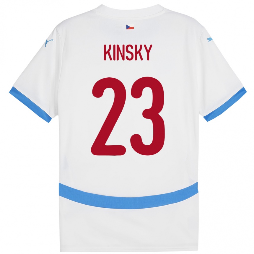 Gyermek Labdarúgás Csehország Antonin Kinsky #23 Fehér Idegenbeli Jersey 24-26 Mez Póló Ing