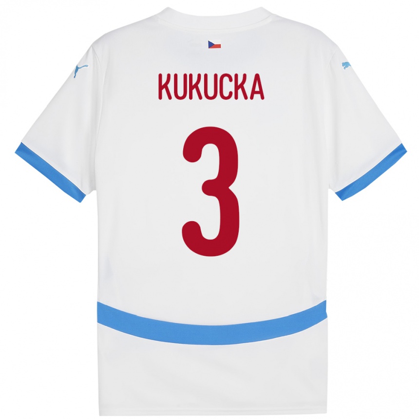 Gyermek Labdarúgás Csehország Ondrej Kukucka #3 Fehér Idegenbeli Jersey 24-26 Mez Póló Ing