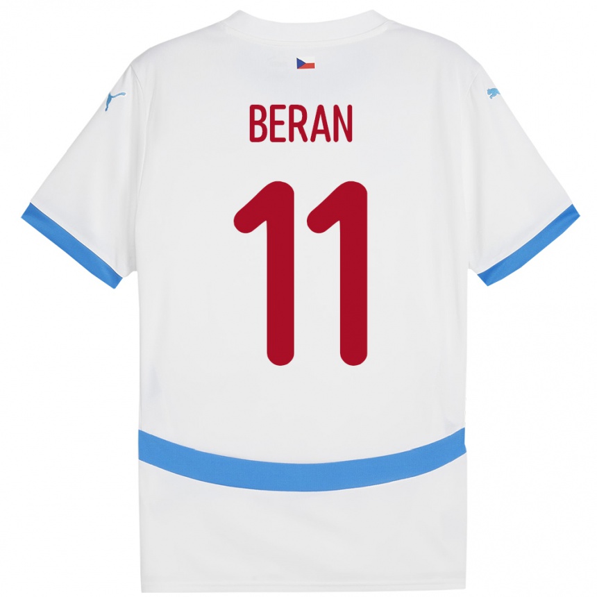 Gyermek Labdarúgás Csehország Stepan Beran #11 Fehér Idegenbeli Jersey 24-26 Mez Póló Ing