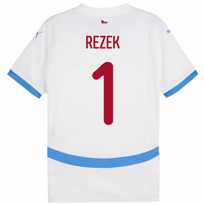 Gyermek Labdarúgás Csehország Adam Rezek #1 Fehér Idegenbeli Jersey 24-26 Mez Póló Ing