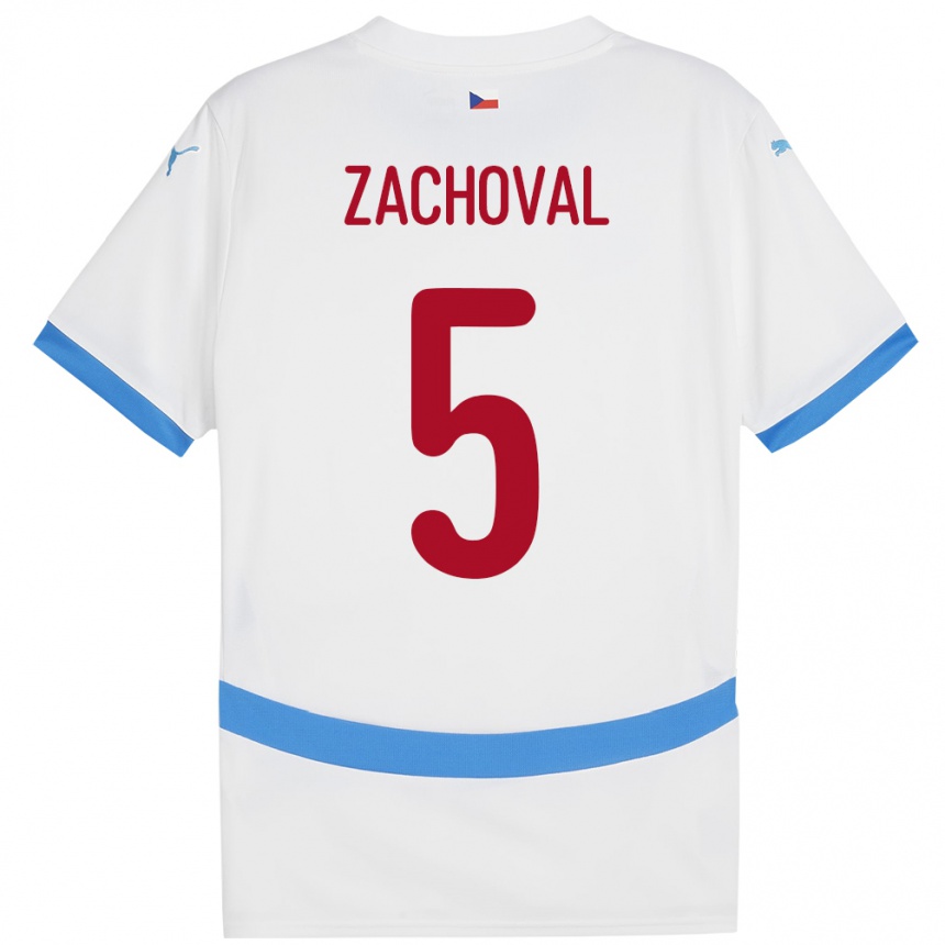 Gyermek Labdarúgás Csehország Matej Zachoval #5 Fehér Idegenbeli Jersey 24-26 Mez Póló Ing