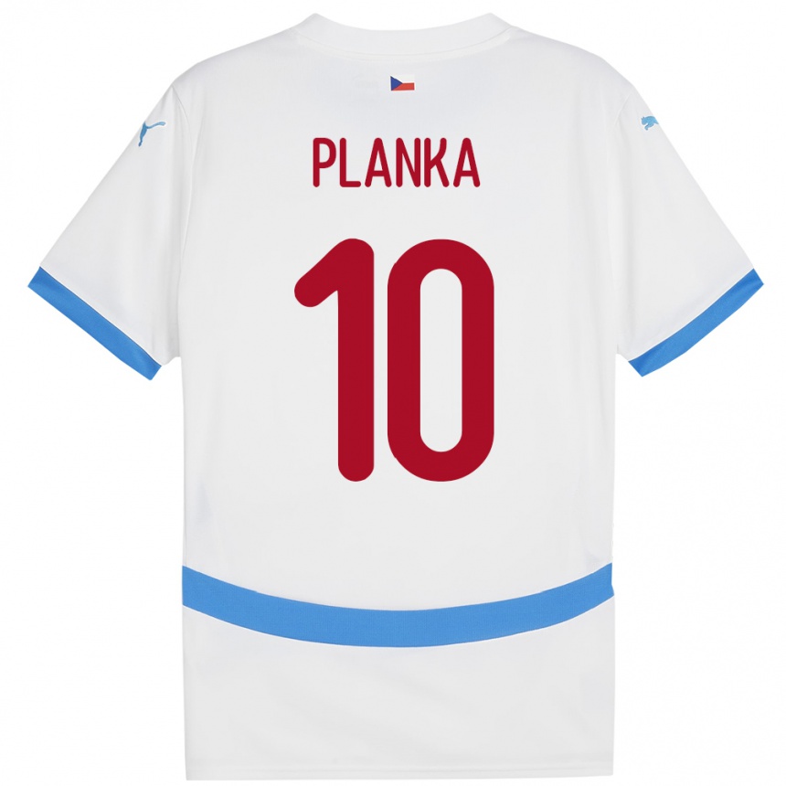 Gyermek Labdarúgás Csehország David Planka #10 Fehér Idegenbeli Jersey 24-26 Mez Póló Ing