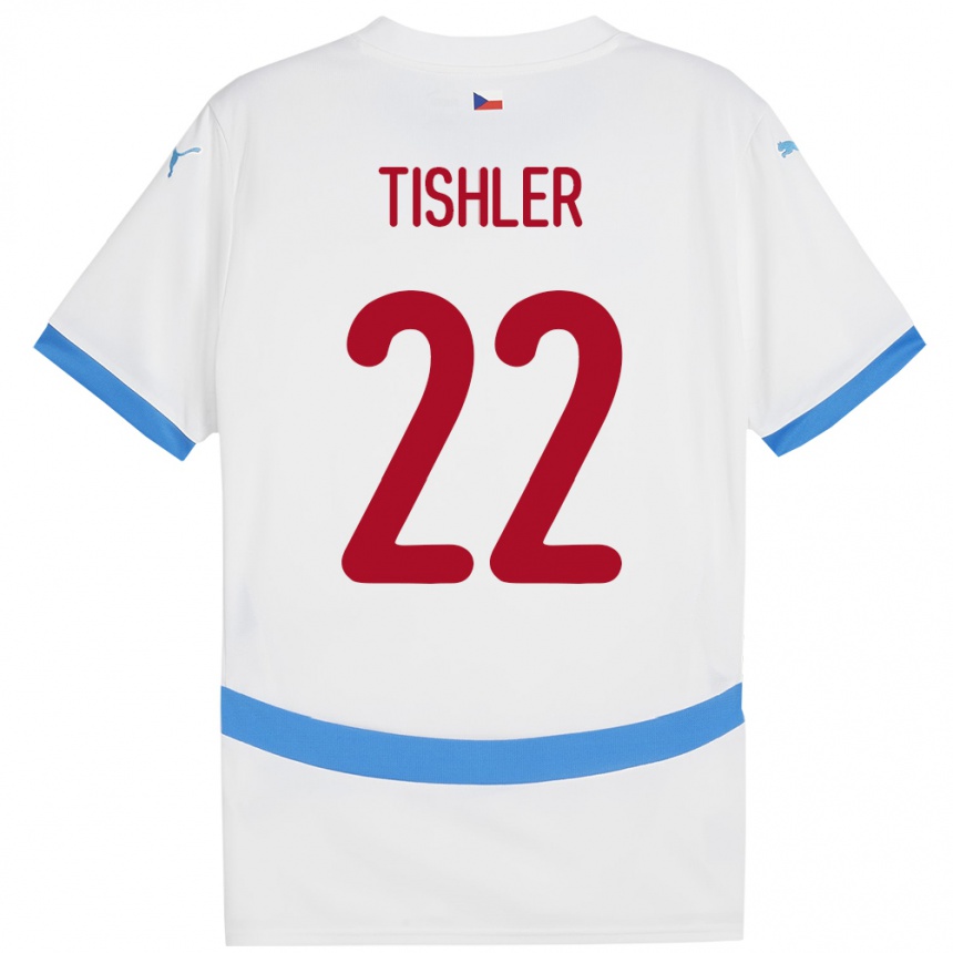 Gyermek Labdarúgás Csehország Daniel Tishler #22 Fehér Idegenbeli Jersey 24-26 Mez Póló Ing