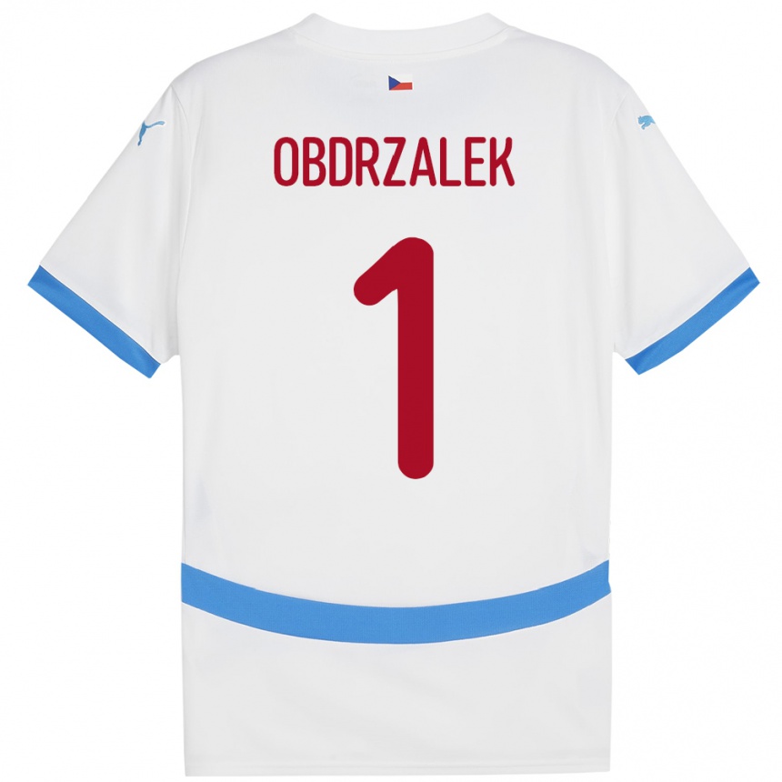 Gyermek Labdarúgás Csehország Marek Obdrzalek #1 Fehér Idegenbeli Jersey 24-26 Mez Póló Ing