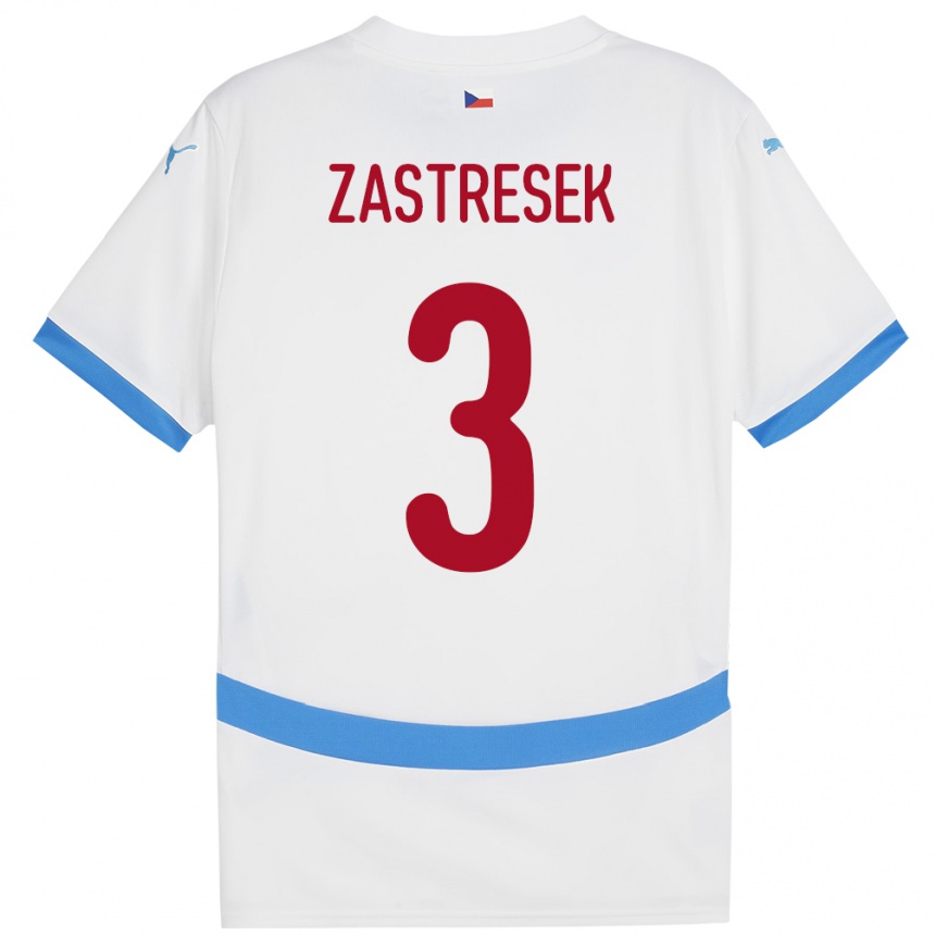 Gyermek Labdarúgás Csehország Matous Zastresek #3 Fehér Idegenbeli Jersey 24-26 Mez Póló Ing