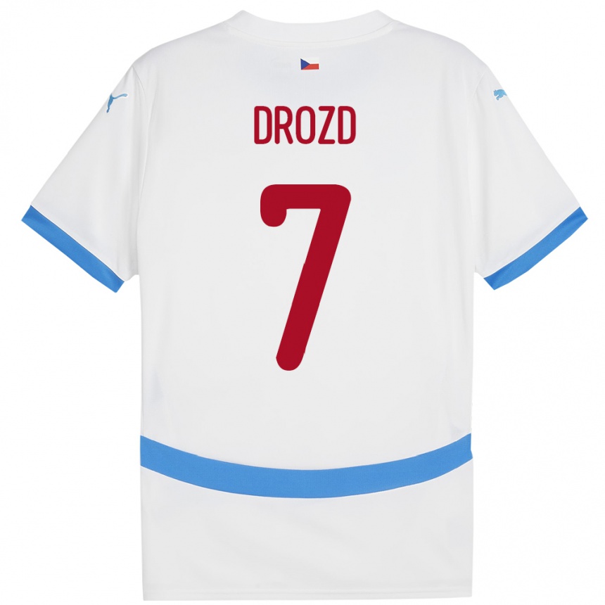 Gyermek Labdarúgás Csehország Simon Drozd #7 Fehér Idegenbeli Jersey 24-26 Mez Póló Ing