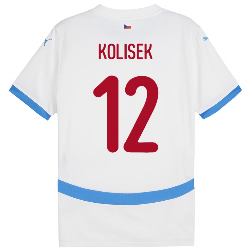 Gyermek Labdarúgás Csehország Jakub Kolisek #12 Fehér Idegenbeli Jersey 24-26 Mez Póló Ing