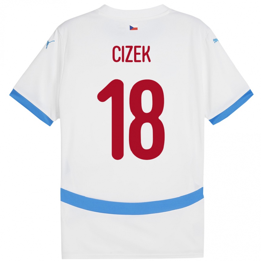 Gyermek Labdarúgás Csehország Krystof Cizek #18 Fehér Idegenbeli Jersey 24-26 Mez Póló Ing