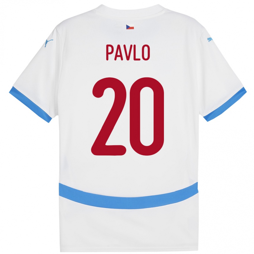 Gyermek Labdarúgás Csehország Simon Pavlo #20 Fehér Idegenbeli Jersey 24-26 Mez Póló Ing