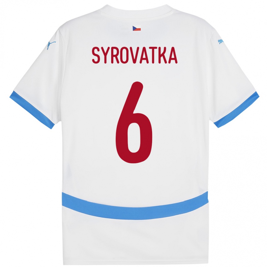 Gyermek Labdarúgás Csehország Matyas Syrovatka #6 Fehér Idegenbeli Jersey 24-26 Mez Póló Ing