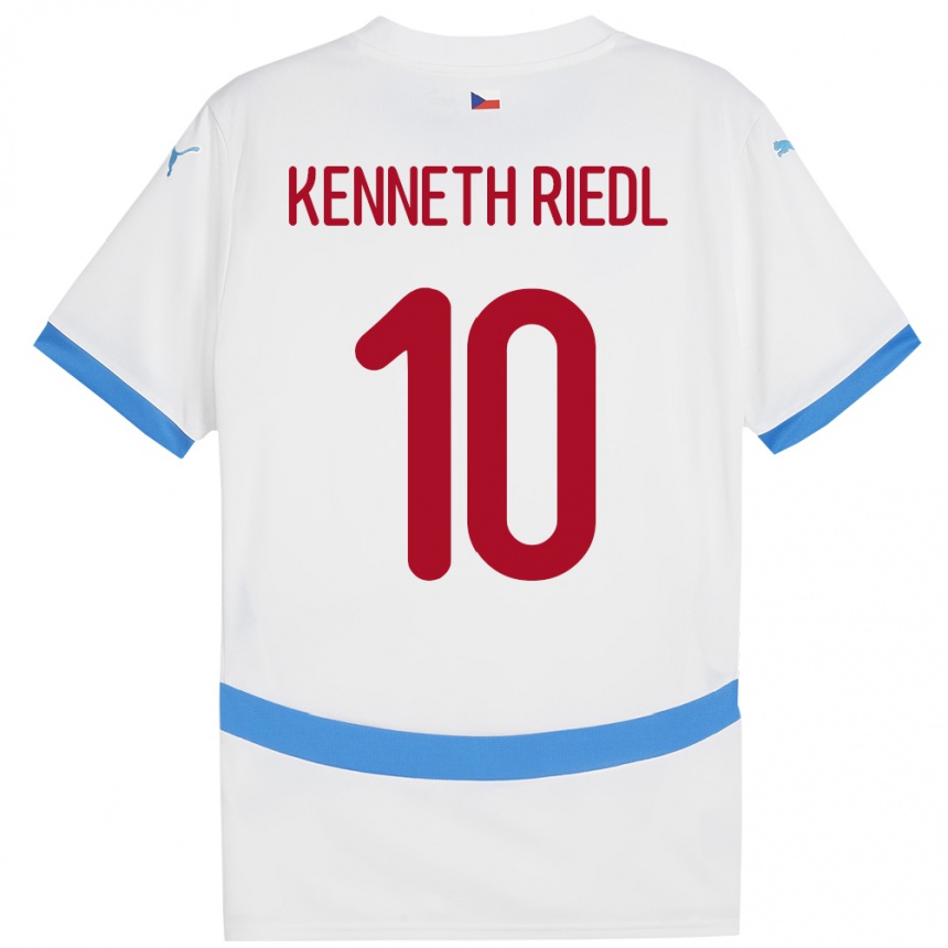 Gyermek Labdarúgás Csehország Victor Kenneth Riedl #10 Fehér Idegenbeli Jersey 24-26 Mez Póló Ing