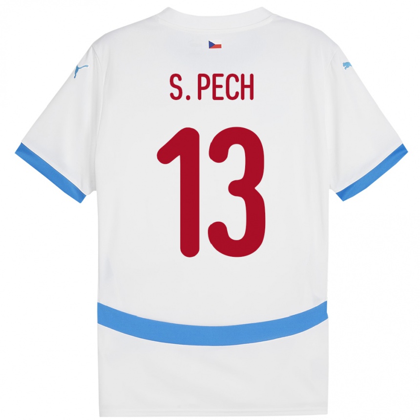 Gyermek Labdarúgás Csehország Sebastian Pech #13 Fehér Idegenbeli Jersey 24-26 Mez Póló Ing