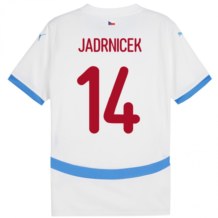 Gyermek Labdarúgás Csehország Nikola Jadrnicek #14 Fehér Idegenbeli Jersey 24-26 Mez Póló Ing