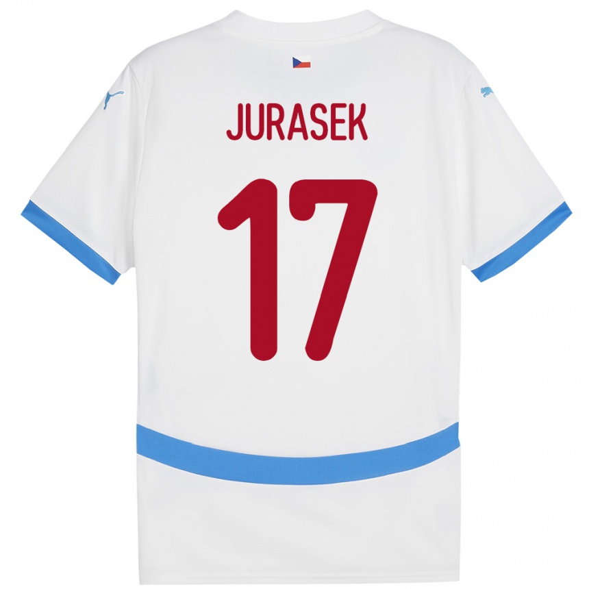 Gyermek Labdarúgás Csehország Patrik Jurasek #17 Fehér Idegenbeli Jersey 24-26 Mez Póló Ing