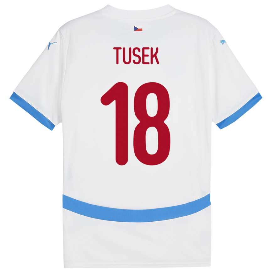 Gyermek Labdarúgás Csehország Adam Tusek #18 Fehér Idegenbeli Jersey 24-26 Mez Póló Ing