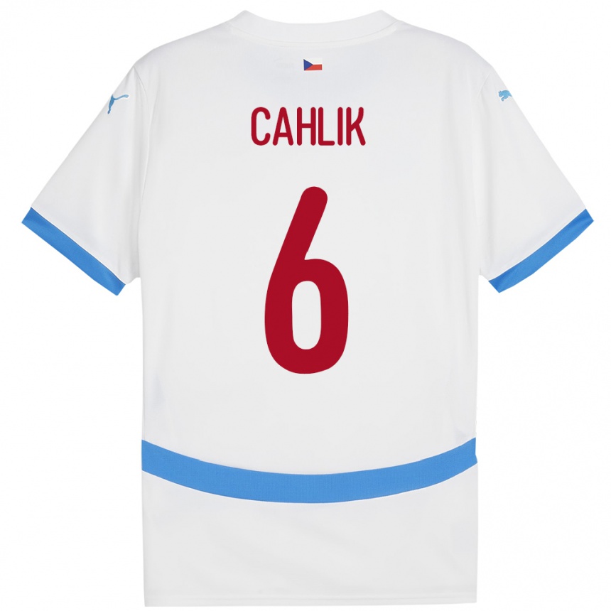 Gyermek Labdarúgás Csehország Jakub Cahlik #6 Fehér Idegenbeli Jersey 24-26 Mez Póló Ing