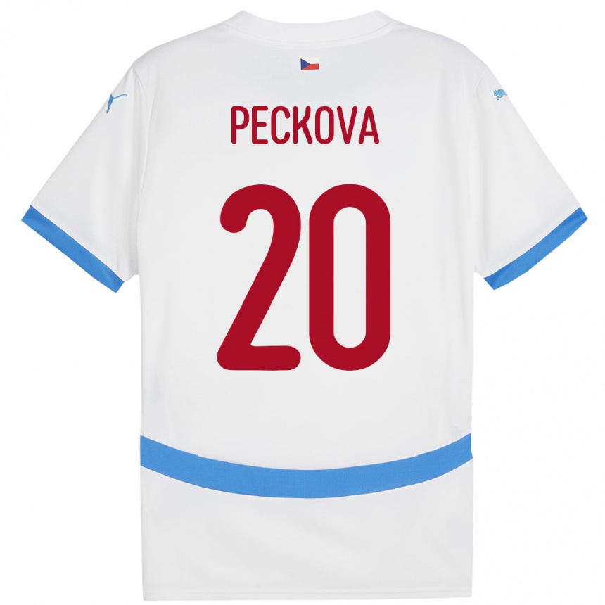 Gyermek Labdarúgás Csehország Alena Pěčková #20 Fehér Idegenbeli Jersey 24-26 Mez Póló Ing