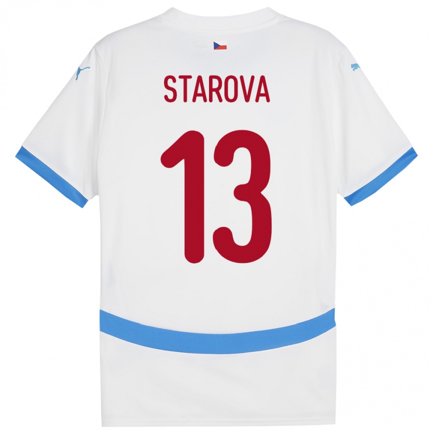 Gyermek Labdarúgás Csehország Antonie Stárová #13 Fehér Idegenbeli Jersey 24-26 Mez Póló Ing