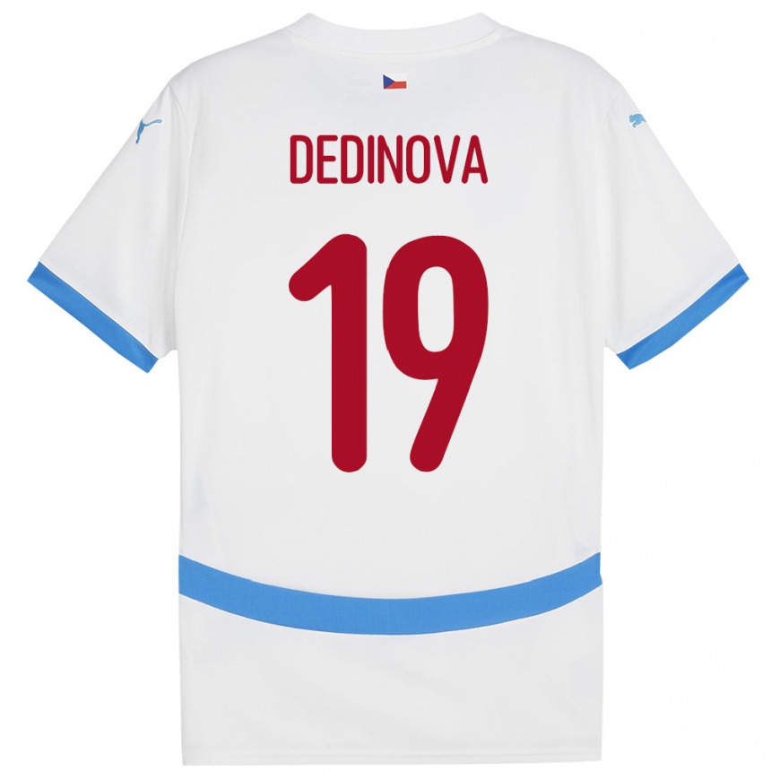 Gyermek Labdarúgás Csehország Aneta Dědinová #19 Fehér Idegenbeli Jersey 24-26 Mez Póló Ing