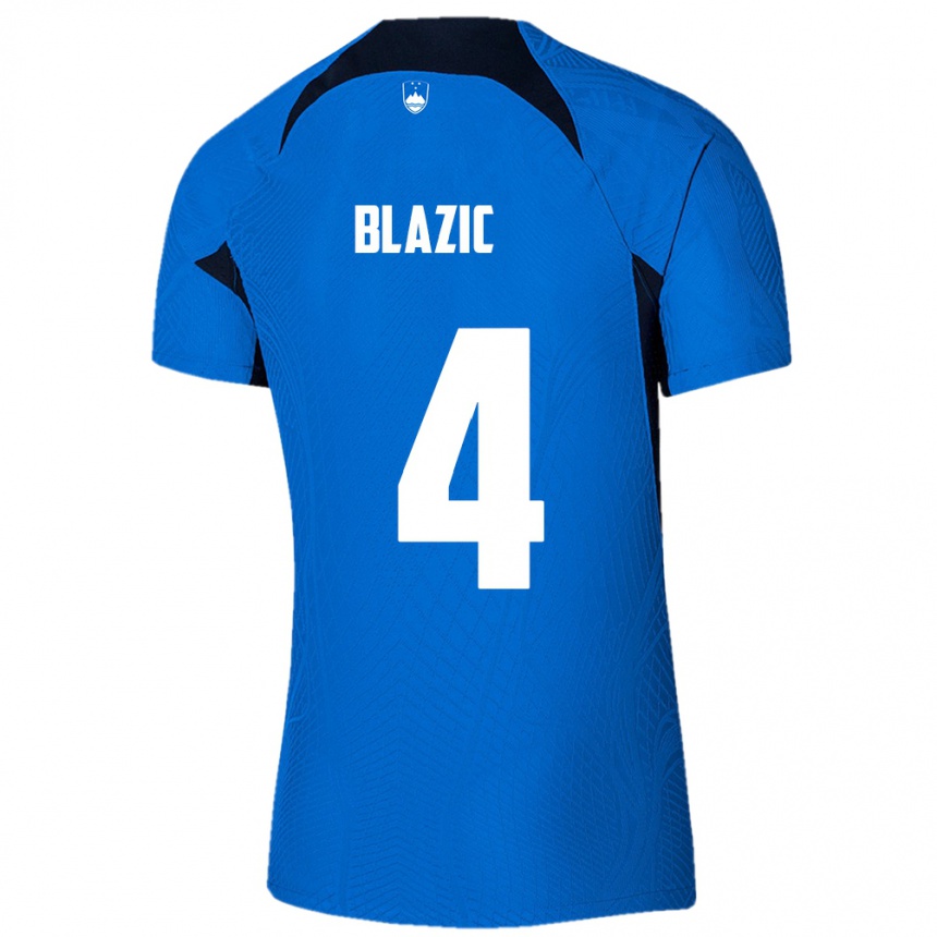 Gyermek Labdarúgás Szlovénia Miha Blazic #4 Kék Idegenbeli Jersey 24-26 Mez Póló Ing