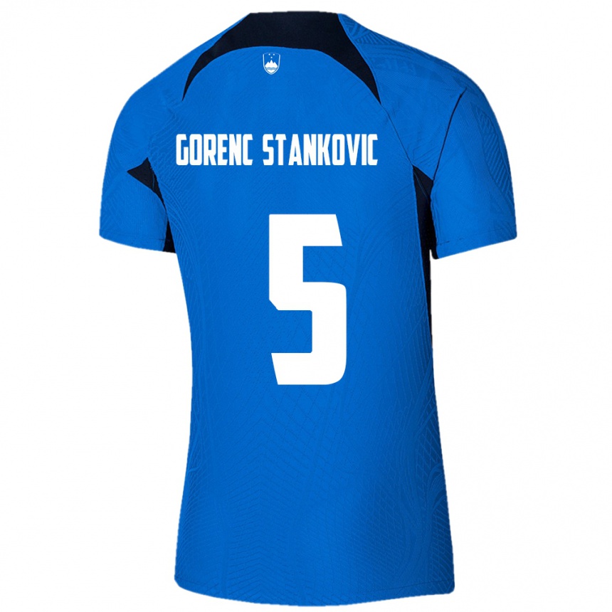 Gyermek Labdarúgás Szlovénia Jon Gorenc Stankovic #5 Kék Idegenbeli Jersey 24-26 Mez Póló Ing