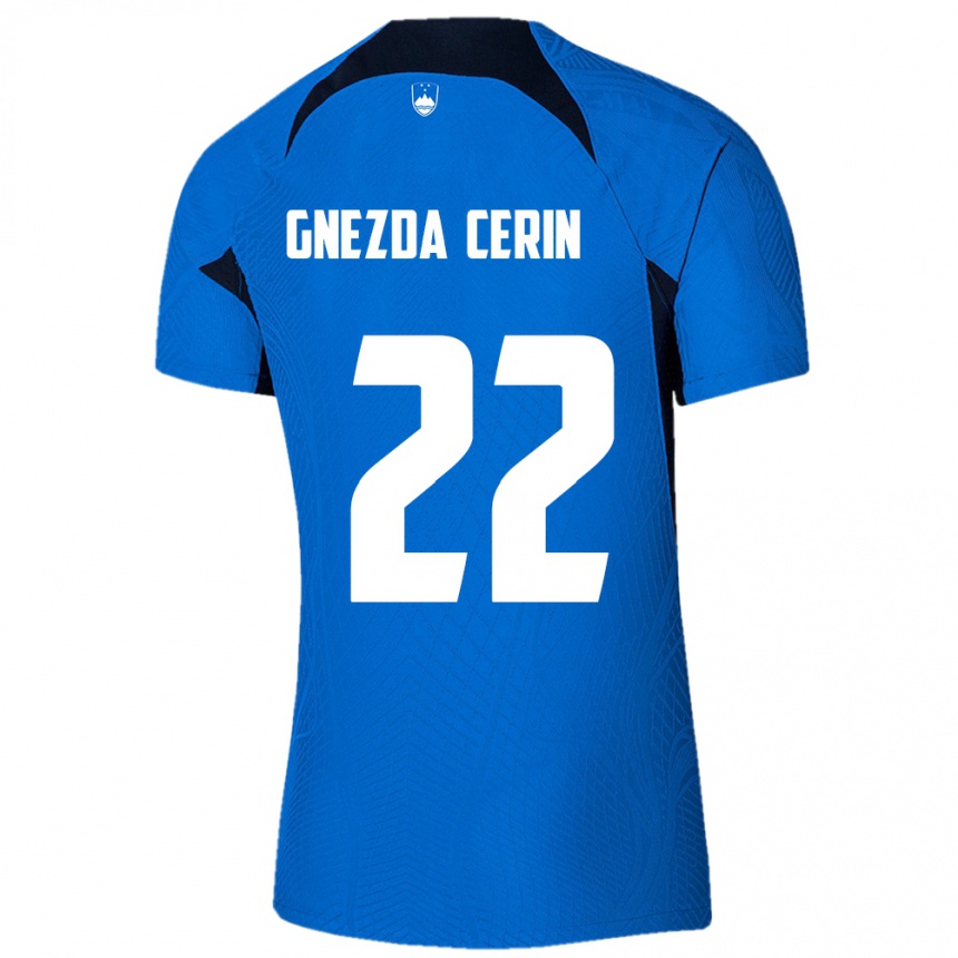 Gyermek Labdarúgás Szlovénia Adam Gnezda Cerin #22 Kék Idegenbeli Jersey 24-26 Mez Póló Ing