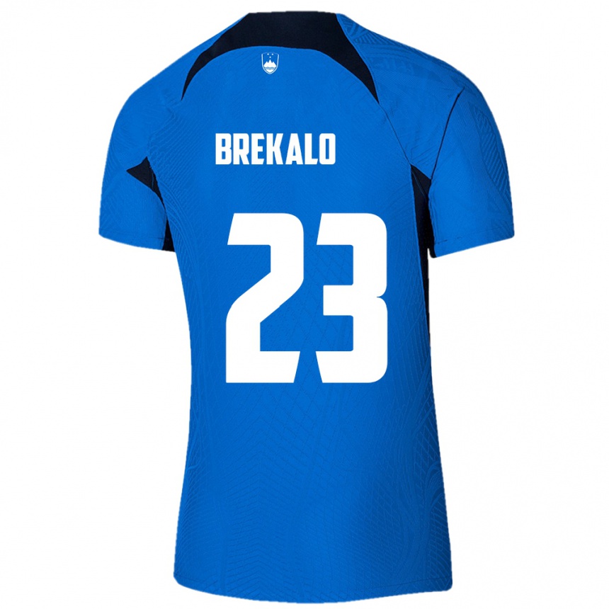 Gyermek Labdarúgás Szlovénia David Brekalo #23 Kék Idegenbeli Jersey 24-26 Mez Póló Ing