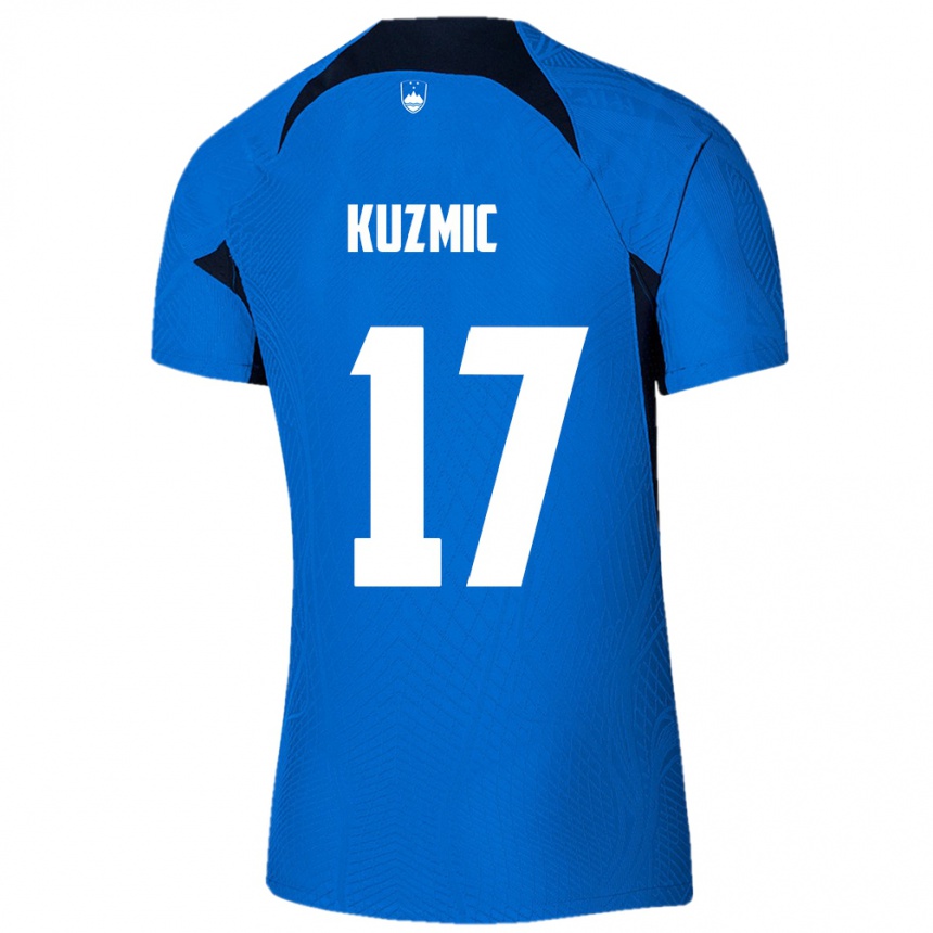 Gyermek Labdarúgás Szlovénia Srdjan Kuzmic #17 Kék Idegenbeli Jersey 24-26 Mez Póló Ing