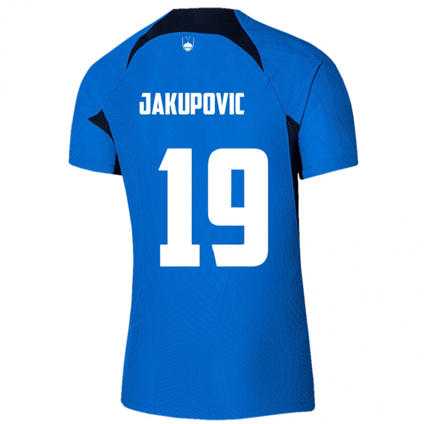 Gyermek Labdarúgás Szlovénia Aldin Jakupovic #19 Kék Idegenbeli Jersey 24-26 Mez Póló Ing