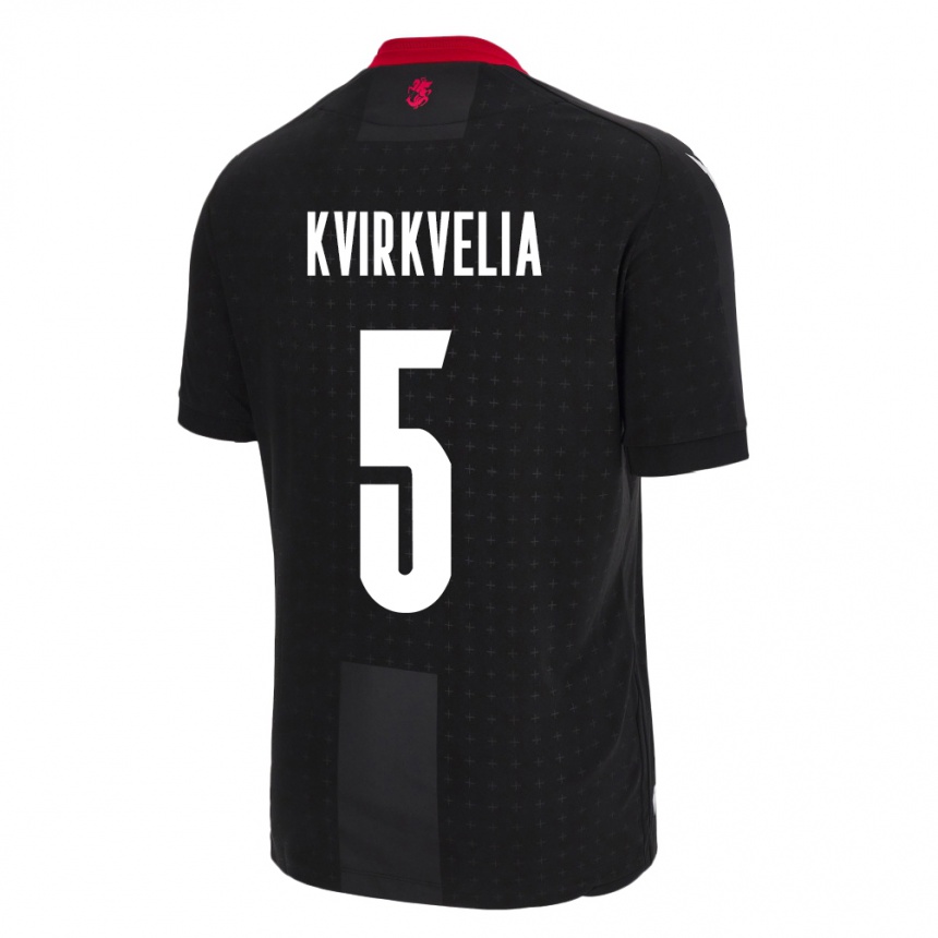 Gyermek Labdarúgás Grúzia Solomon Kvirkvelia #5 Fekete Idegenbeli Jersey 24-26 Mez Póló Ing