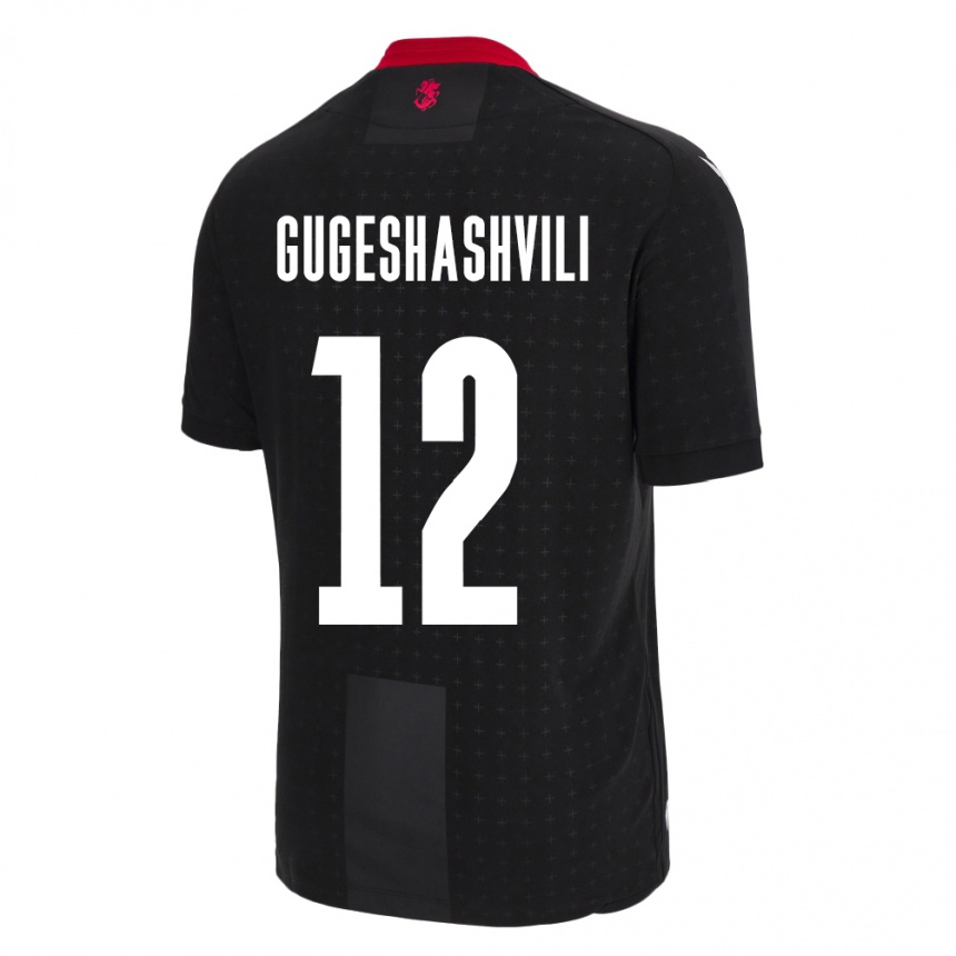 Gyermek Labdarúgás Grúzia Luka Gugeshashvili #12 Fekete Idegenbeli Jersey 24-26 Mez Póló Ing