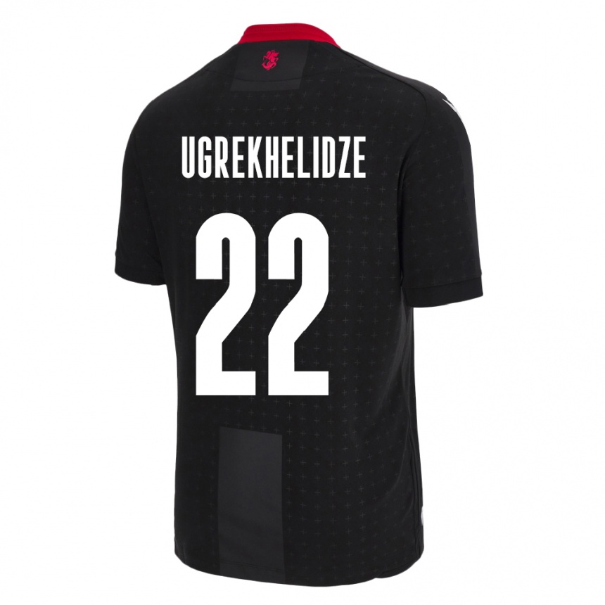 Gyermek Labdarúgás Grúzia Nikoloz Ugrekhelidze #22 Fekete Idegenbeli Jersey 24-26 Mez Póló Ing