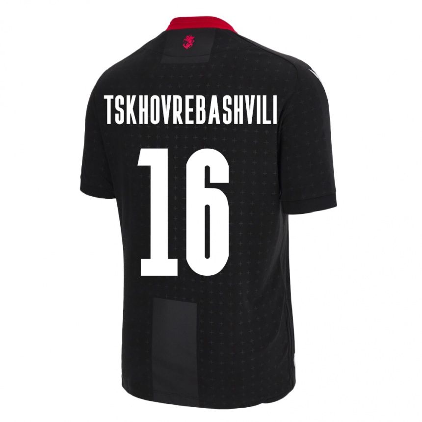 Gyermek Labdarúgás Grúzia Nikoloz Tskhovrebashvili #16 Fekete Idegenbeli Jersey 24-26 Mez Póló Ing